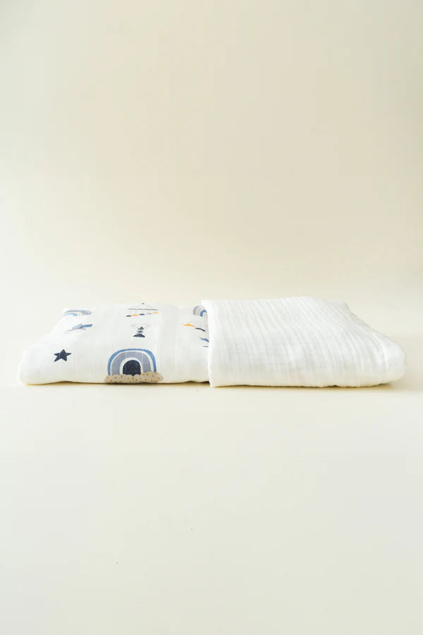 Couverture bébé motif nuages 90×110 cm