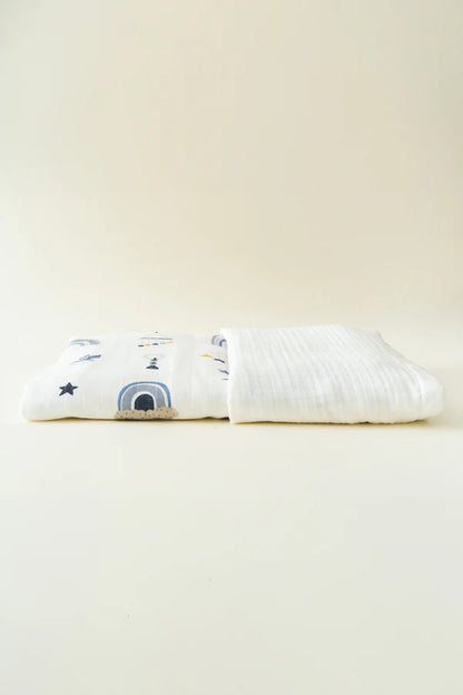 Couverture bébé motif nuages 90×110 cm