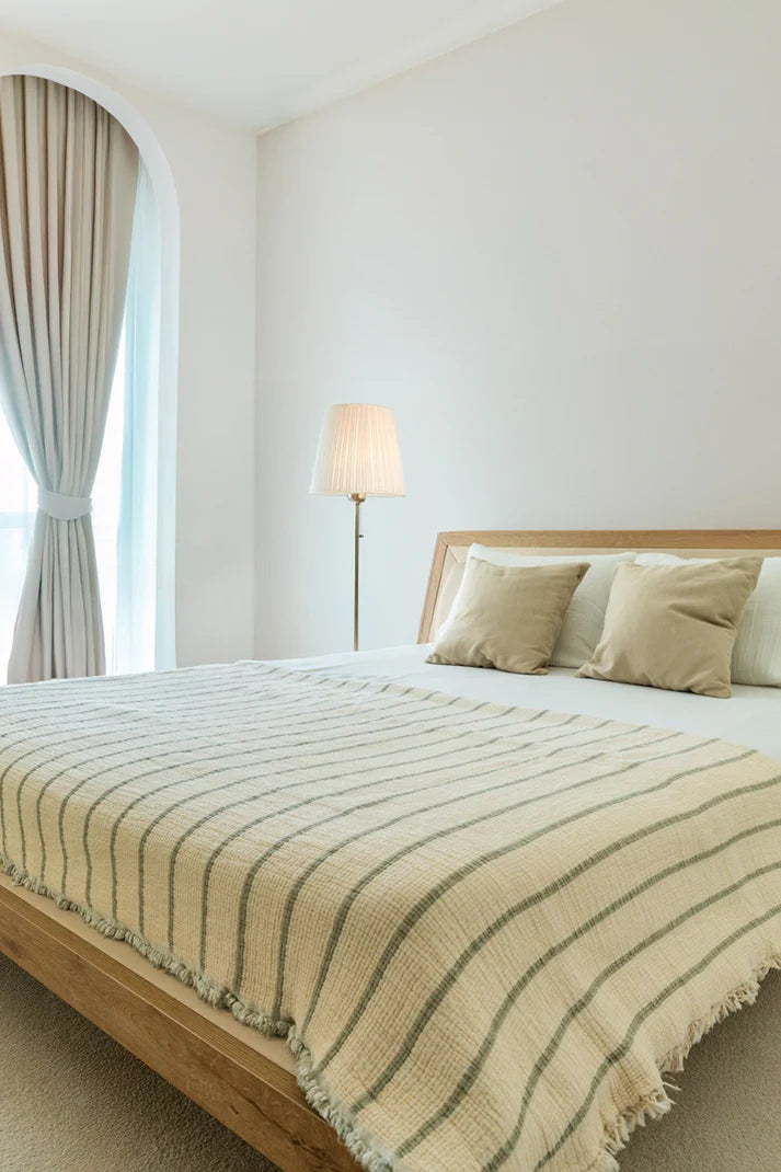 Couvre-lit Crinkle Duo Sauge 230×250 cm