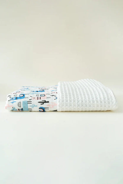 Couverture bébé motif lama 90×110 cm