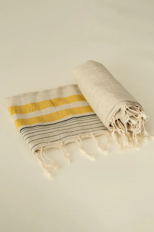 Fouta Myra Saffron 90x170 – Mélange lin