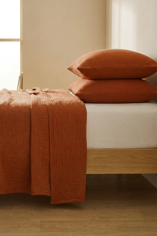 Ensemble couvre-lit terracotta 220×240 cm