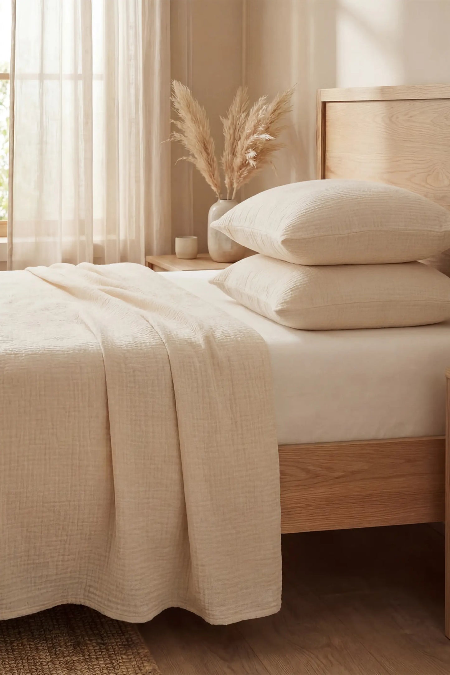 Ensemble couvre-lit crème 220×240 cm