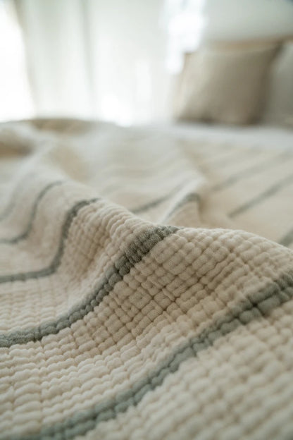 Couvre-lit Crinkle Duo Sauge 230×250 cm