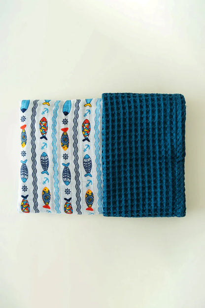 Couverture bébé à motif de poissons, 90×110 cm