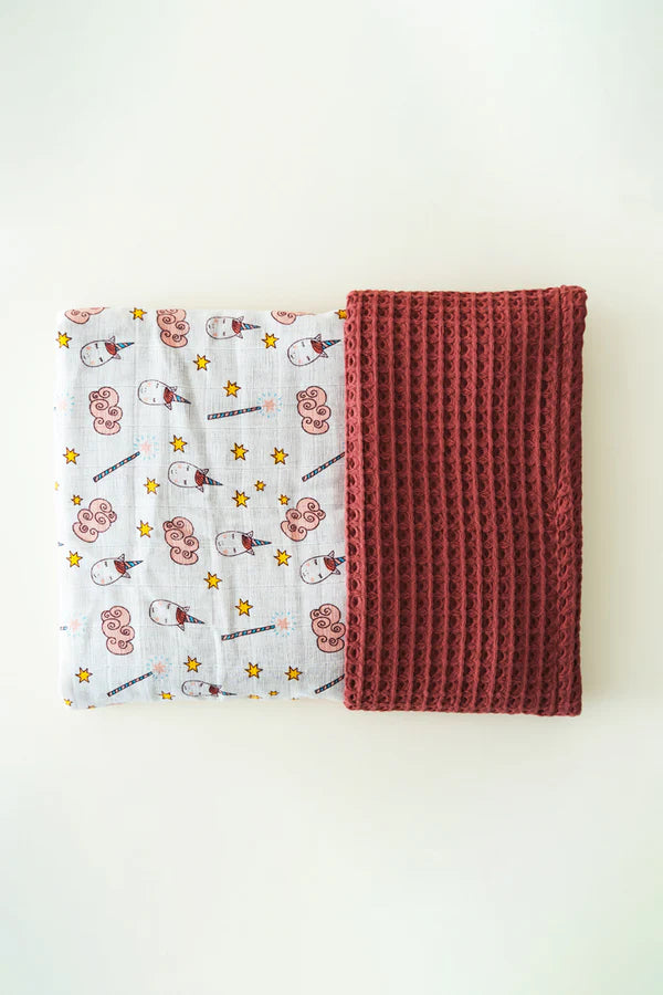 Couverture bébé motif licorne 90×110 cm