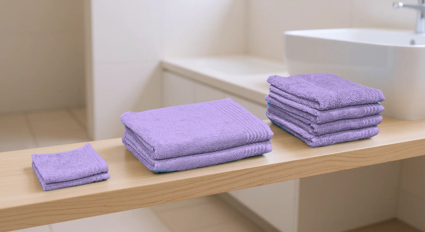 Set de 8 serviettes «Famille» en éponge AquaSOFT®