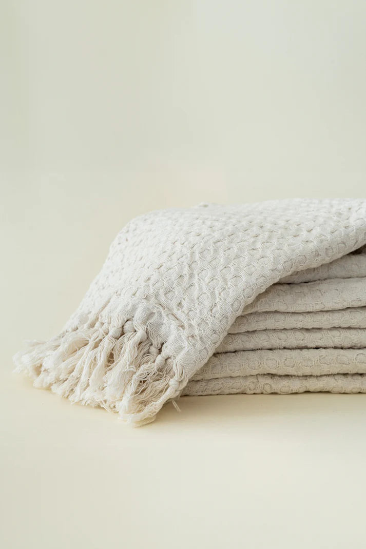 Couvre-lit gaufré crème 230×285 cm