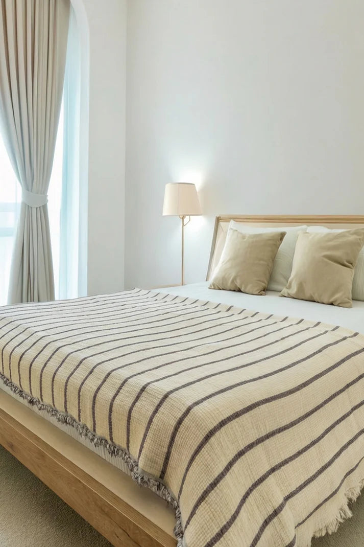 Couvre-lit Crinkle Duo Brun 230×250 cm