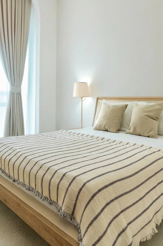 Couvre-lit Crinkle Duo Brun 230×250 cm