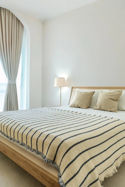 Couvre-lit Crinkle Duo Navy 230×250 cm