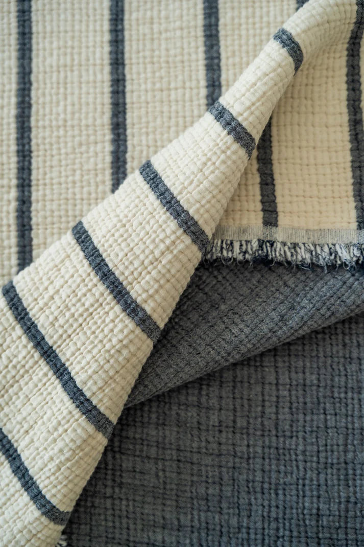 Couvre-lit Crinkle Duo Navy 230×250 cm