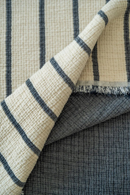 Couvre-lit Crinkle Duo Navy 230×250 cm