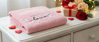 Besticktes  Frotteetuch „LOVE“ Valentinstag Edition