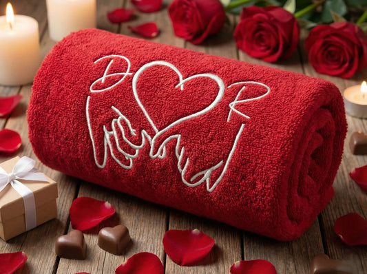 Besticktes Handtuch „Two Hands – One Heart“ Personalisierbar